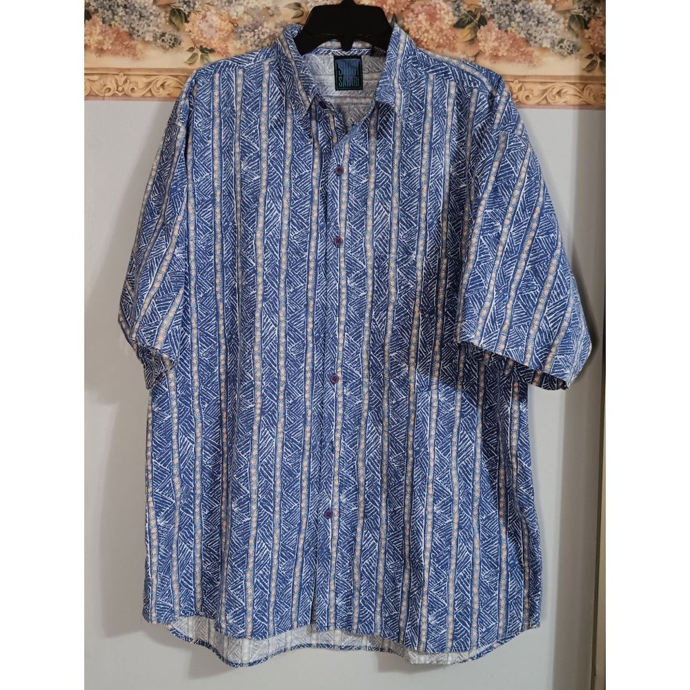 Shah Safari XL Vintage Blue Casual Travel Occasioin Vacation Button Down Shirt